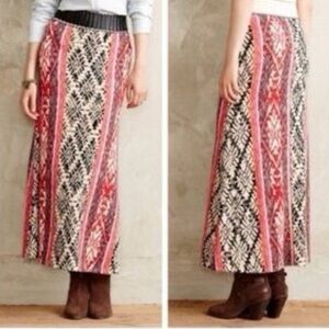 BNWT Anthropologie coral VanessaVirginia Fair Isle Maxi Skirt L